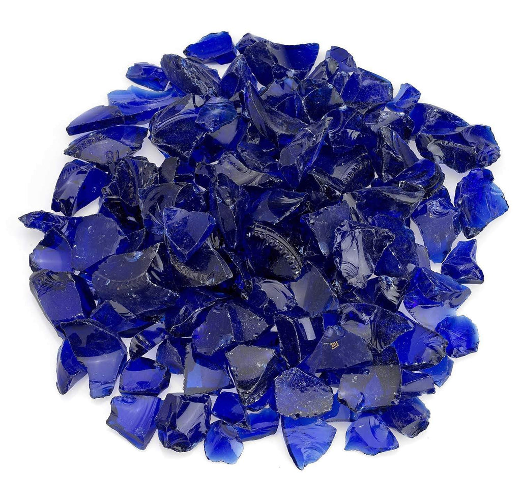 Dark blue recycled fire glass, loose chunks, 3/4-inch pieces