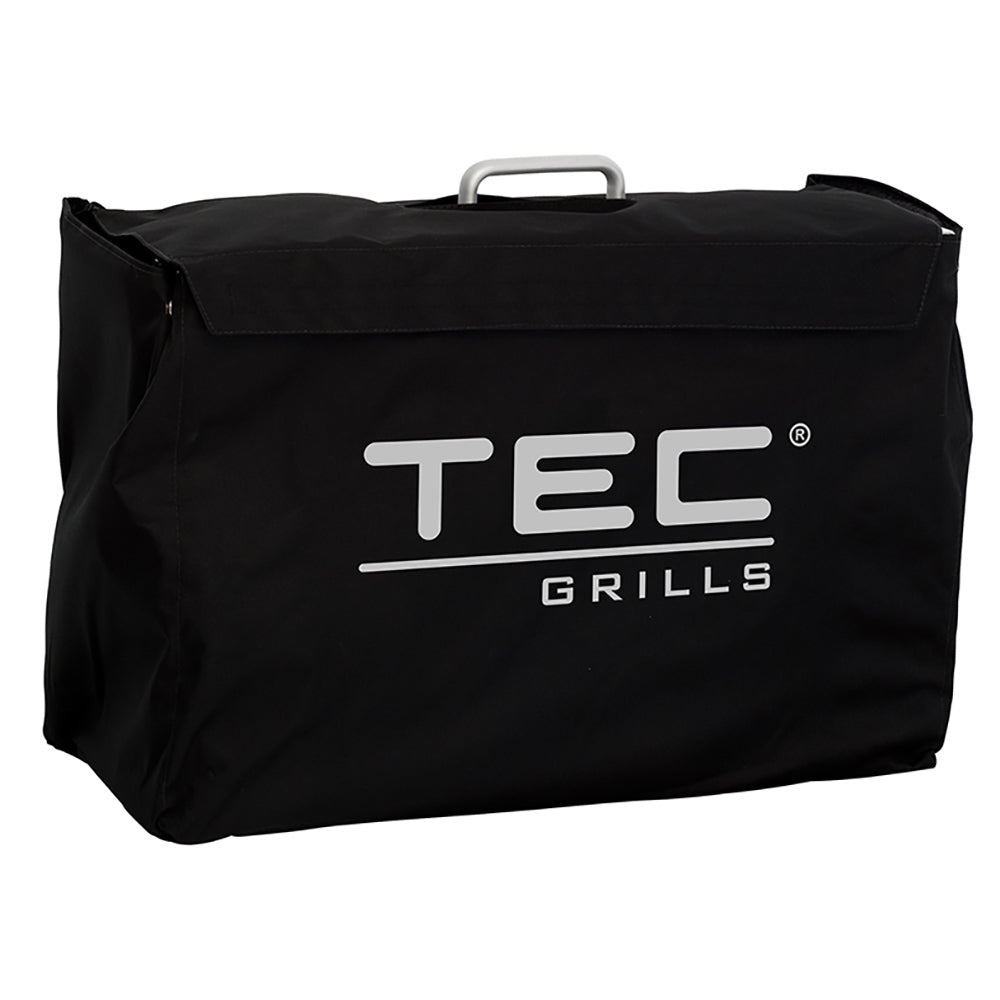 TEC cushioned travel bag with black handle and TEC Grills logo