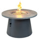 Round gas fire pit table with circular burner and burning flames