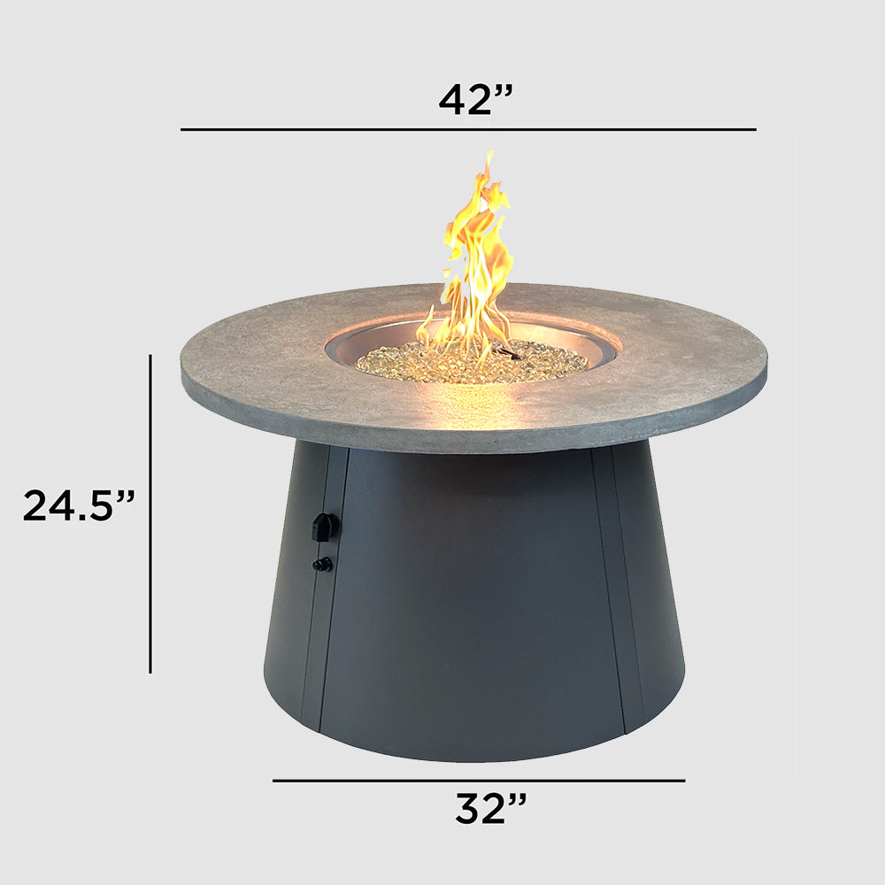 The Outdoor GreatRoom Company Cirvalo Round Gas Fire Pit Table, 42-Inches