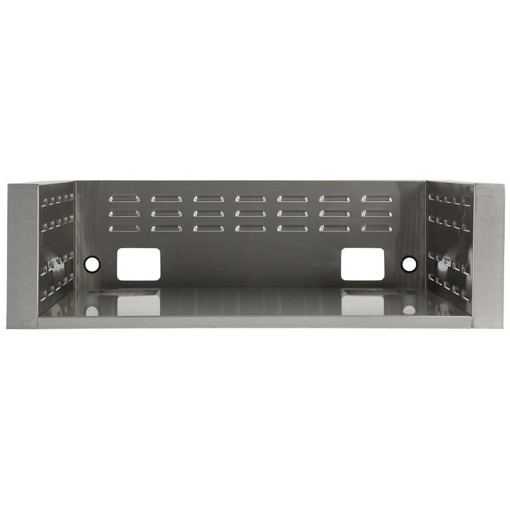 Stainless steel grill insulating jacket panel with vent holes and cutouts