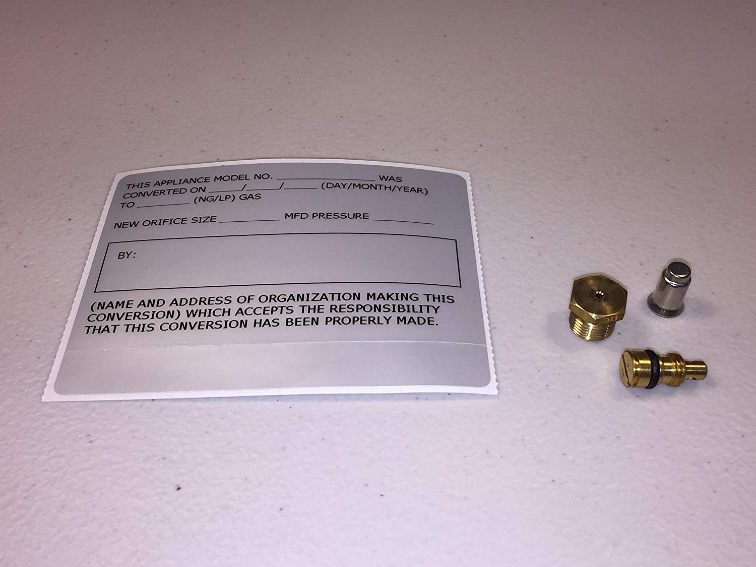Twin Eagles LP conversion kit with brass fittings and conversion label plate