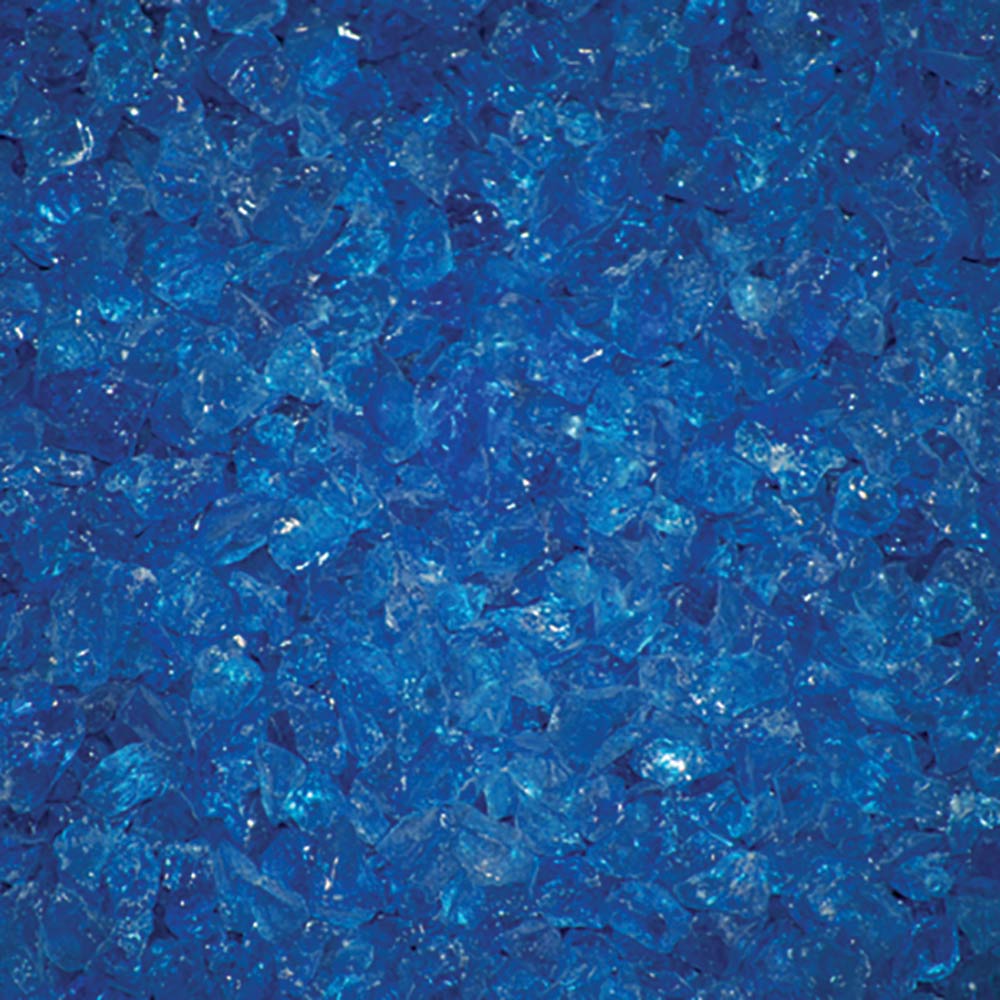 Light blue recycled fire glass chunks, 3/4-inch size