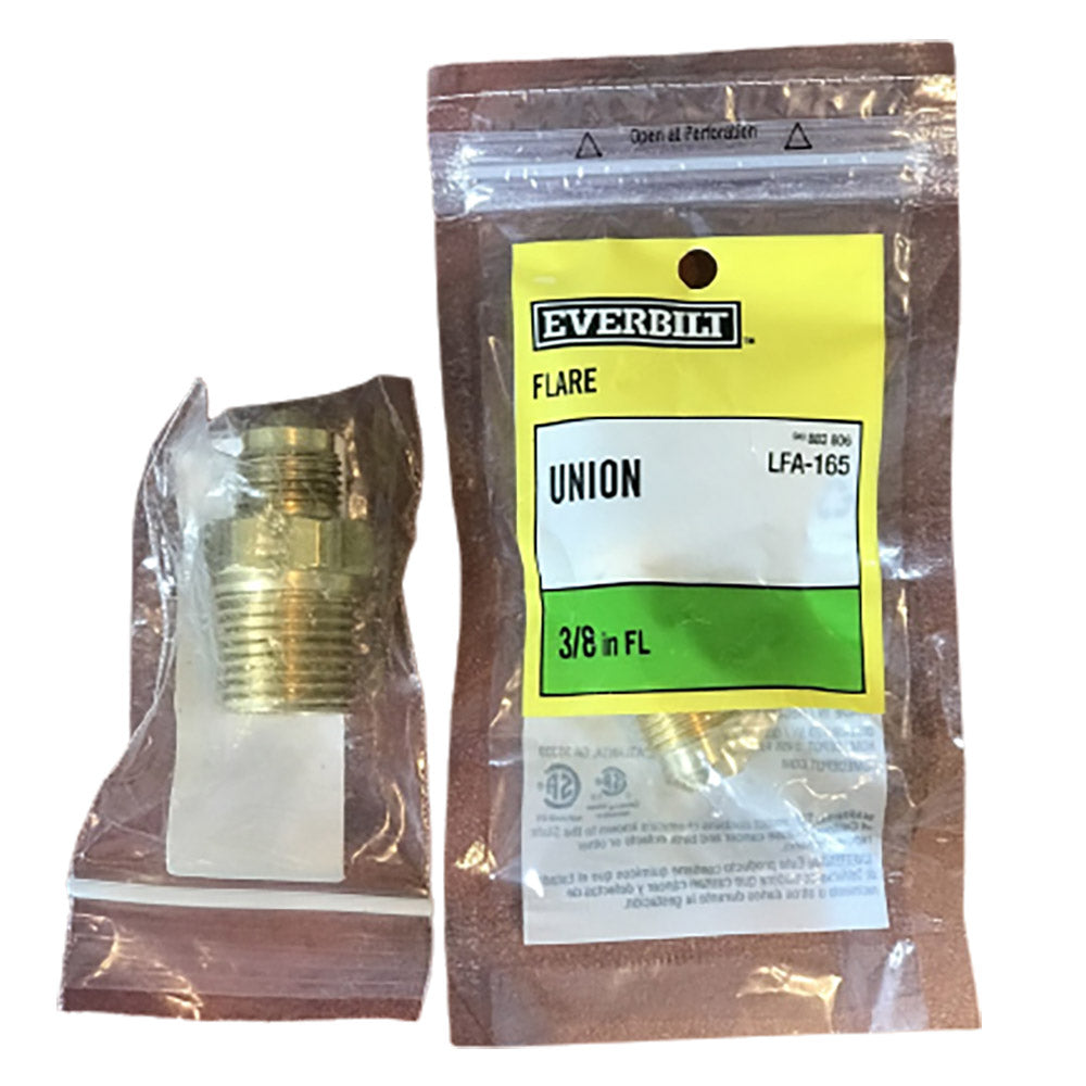 Flare union fitting pack for gas conversion kit, 3/8 in FL, brass pieces