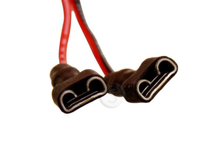 Brown twin-pin connector cable with red wires for fireplace remote system
