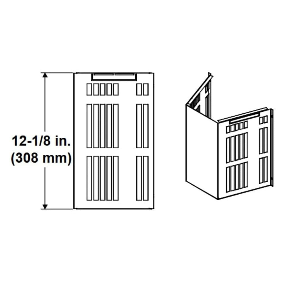 Safety shield for termination cap size diagram, 12-1/8 in (308 mm) height