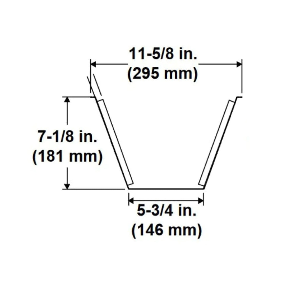 Safety shield for termination cap size diagram, 11-5/8 in (295 mm), 5-3/4 in (146 mm)