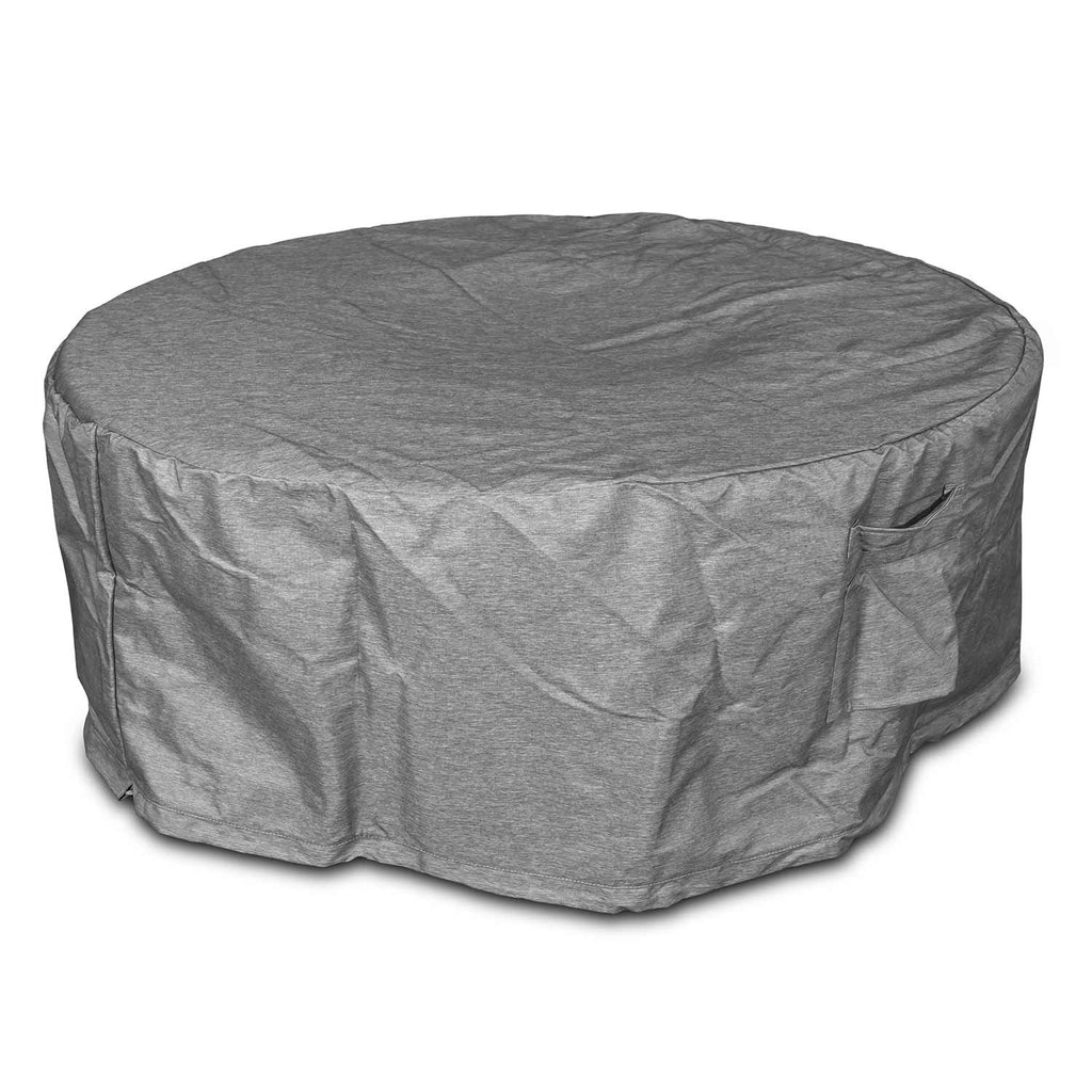 48-inch fire bowl cover, round gray fabric with gathered top