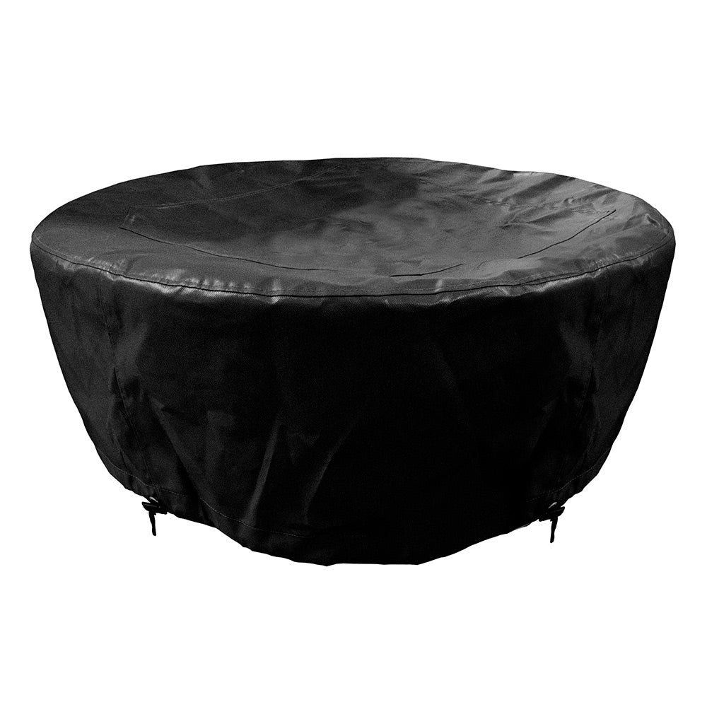 Black round weather cover with elastic straps