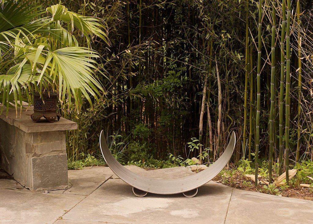 Fire Pit Art Crescent Wood Log Rack, Stainless Steel