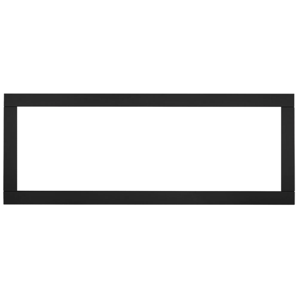 Black fireplace surround frame with rectangular opening