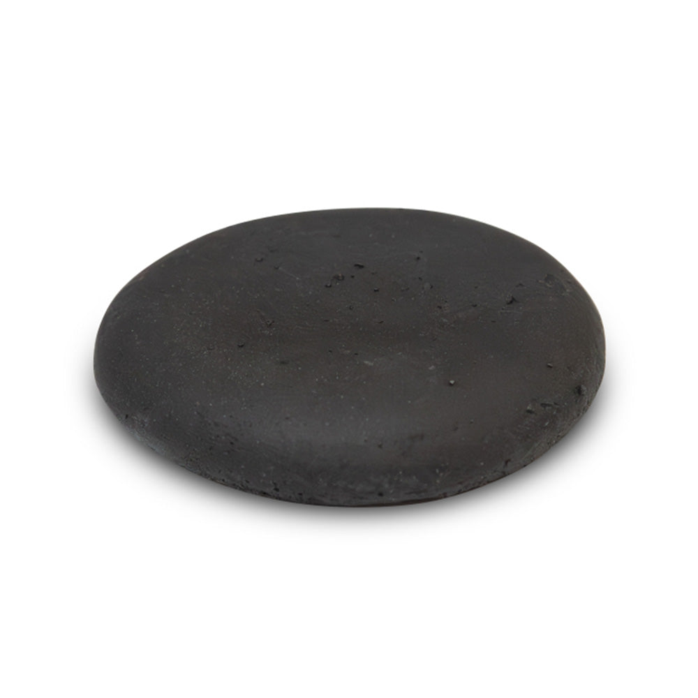 Black ceramic stone, smooth oval with matte texture