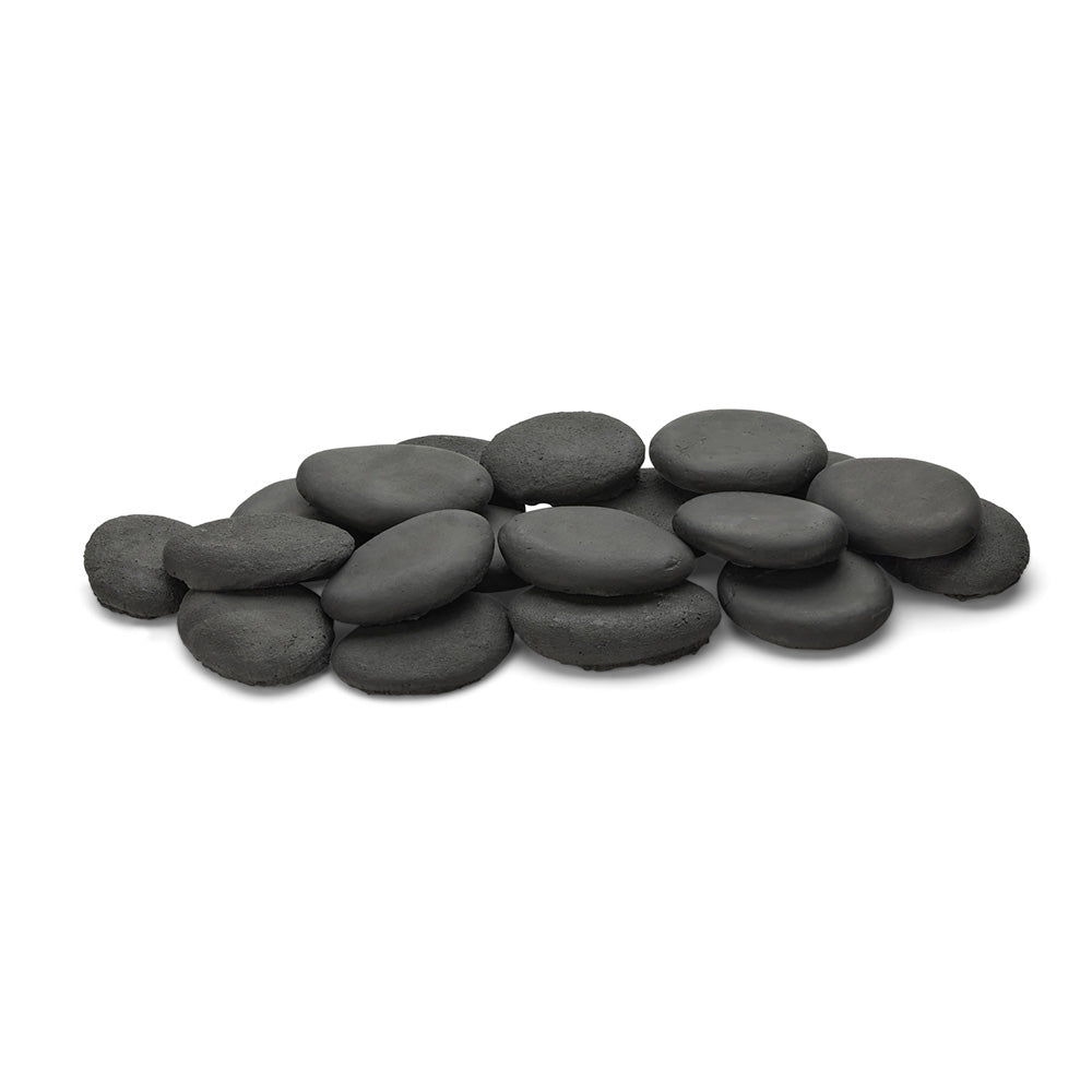 Black ceramic stones, mixed shapes in a small pile with matte finish
