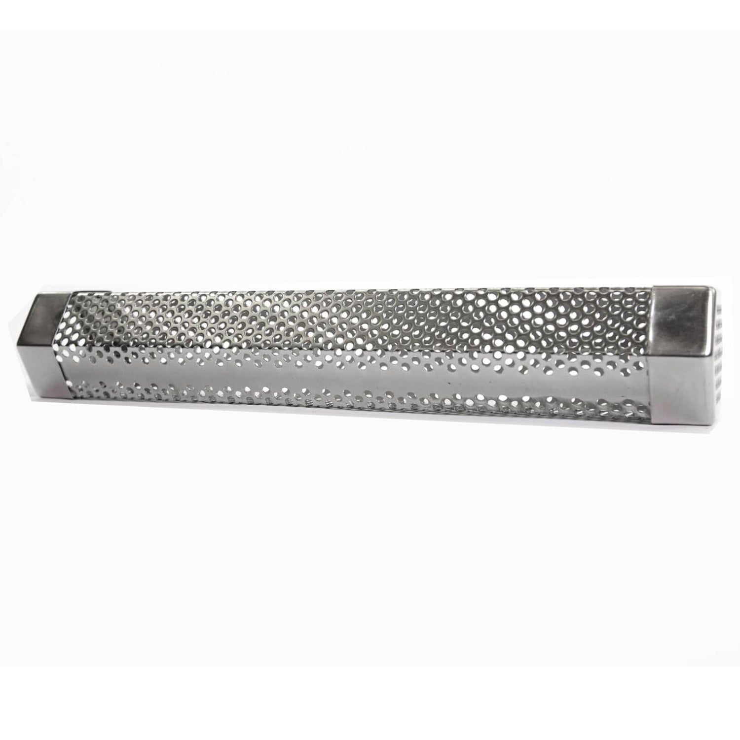 Stainless steel pellet grill smoker tube with perforated mesh body