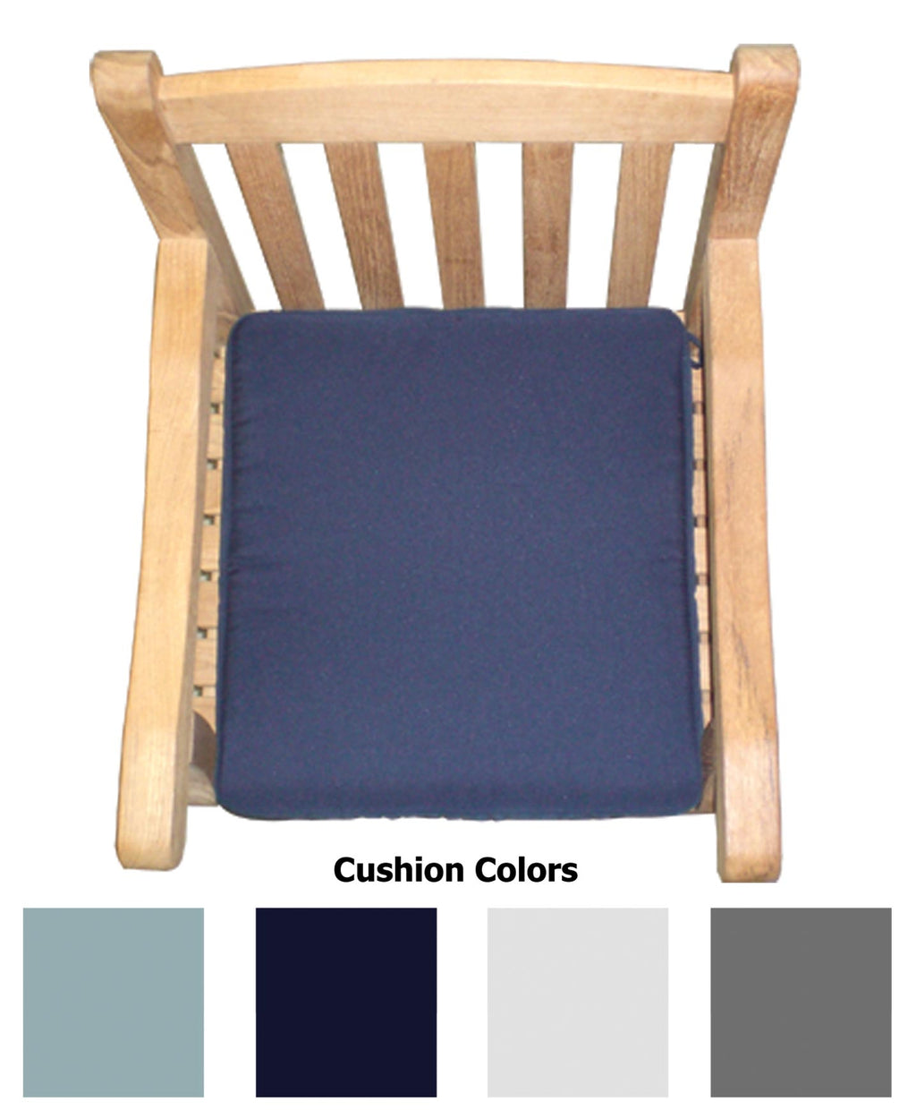 Navy seat cushion for one-seater chair with square shape and side ties