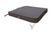 Gray outdoor one-seater chair cushion with cord ties and beveled edges