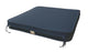 Navy outdoor one-seater chair cushion with cord ties at corners