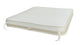 White outdoor one-seater chair cushion with carrying ties along the edge