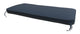 Dark blue bench cushion with rounded corners and corner ties