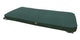 Green bench cushion with rounded ends and corner ties