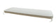 Three-seater bench cushion, light gray fabric with brown trim and corner ties