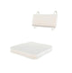 White outdoor seat cushion with matching rectangular backrest cushion, tied corners