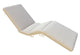 Sun bed lounge cushion in white with padded backrest, long seat pad, and fabric ties