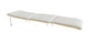 Steamer lounge cushion, light white fabric with stitched seams and hanging ties