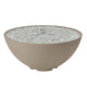 Gas fire pit with taupe bowl and sparkling stone burner surface