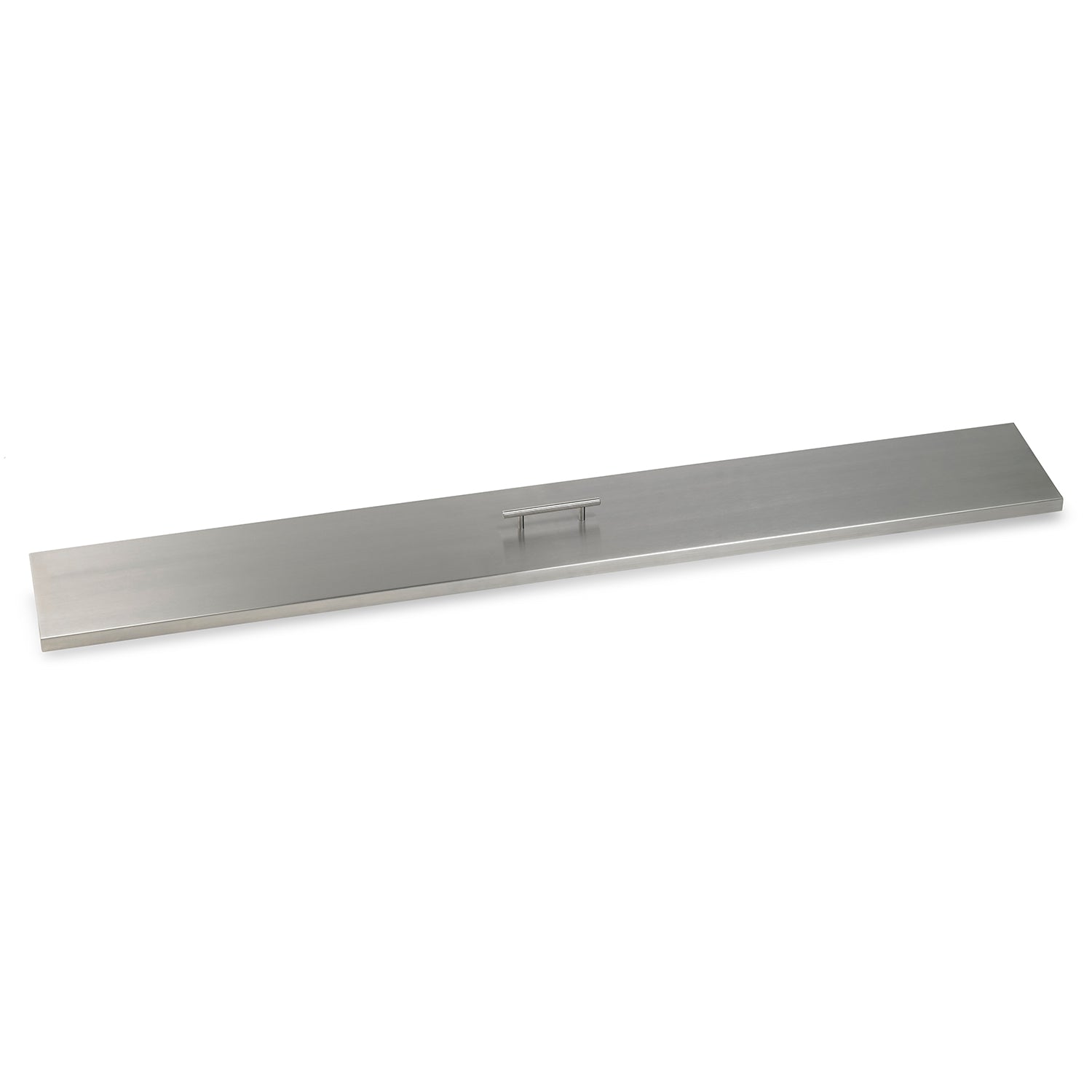 Stainless steel linear fire pit burner cover, long rectangular plate with center crossbar
