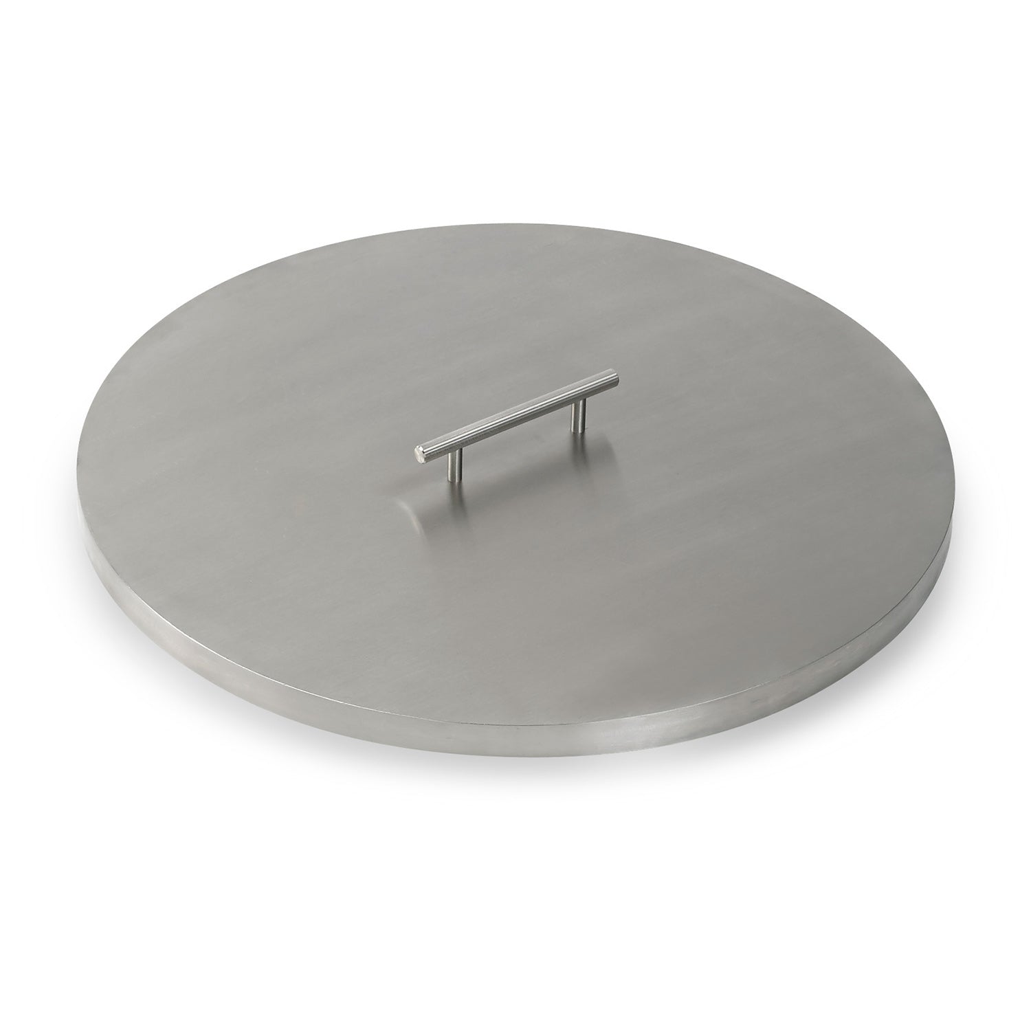 Round stainless steel fire pit burner cover with central vent prongs, 22 in