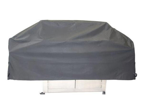 Universal full-length vinyl cover in dark gray, fitted top with drawstring edge