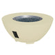 Cream gas fire pit bowl with blue glass lava rocks and black ignition module