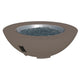 48-inch gas fire pit bowl in earth-stone exterior with blue glass fire media