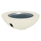 48-inch gas fire pit bowl in white with blue glass fire media