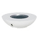 White bowl gas fire pit with dark burner insert and front ignition control
