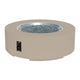 Round gas fire pit table in light beige with open burner and black control panel