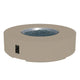 Light stone round gas fire pit table with black control panel and open burner bowl