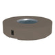 Brown round gas fire pit table with blue glass burner insert and side control panel