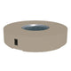 Round gas fire pit table with tan tabletop and circular burner opening with control panel