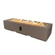 72-inch linear gas fire pit table with open burner, taupe brown finish