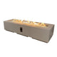 72-inch linear gas fire pit table with open burner, gray stone finish