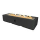 72-inch linear gas fire pit table with open burner, dark charcoal finish