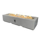 72-inch linear gas fire pit table with open burner, light gray finish
