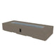 Linear gas fire pit table with rectangular glass burner, taupe stone finish
