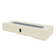 Linear gas fire pit table with rectangular glass burner, white finish