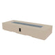 Cream linear gas fire pit table with long burner opening and front control panel