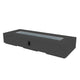 Charcoal linear gas fire pit table with rectangular burner opening and front control panel
