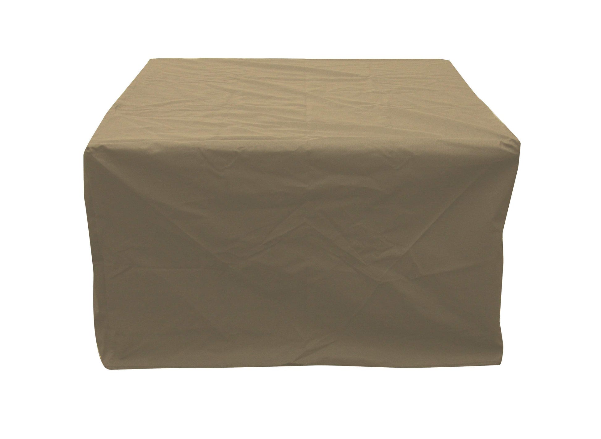 Square polyester table cover, beige fabric with draped top and side panel
