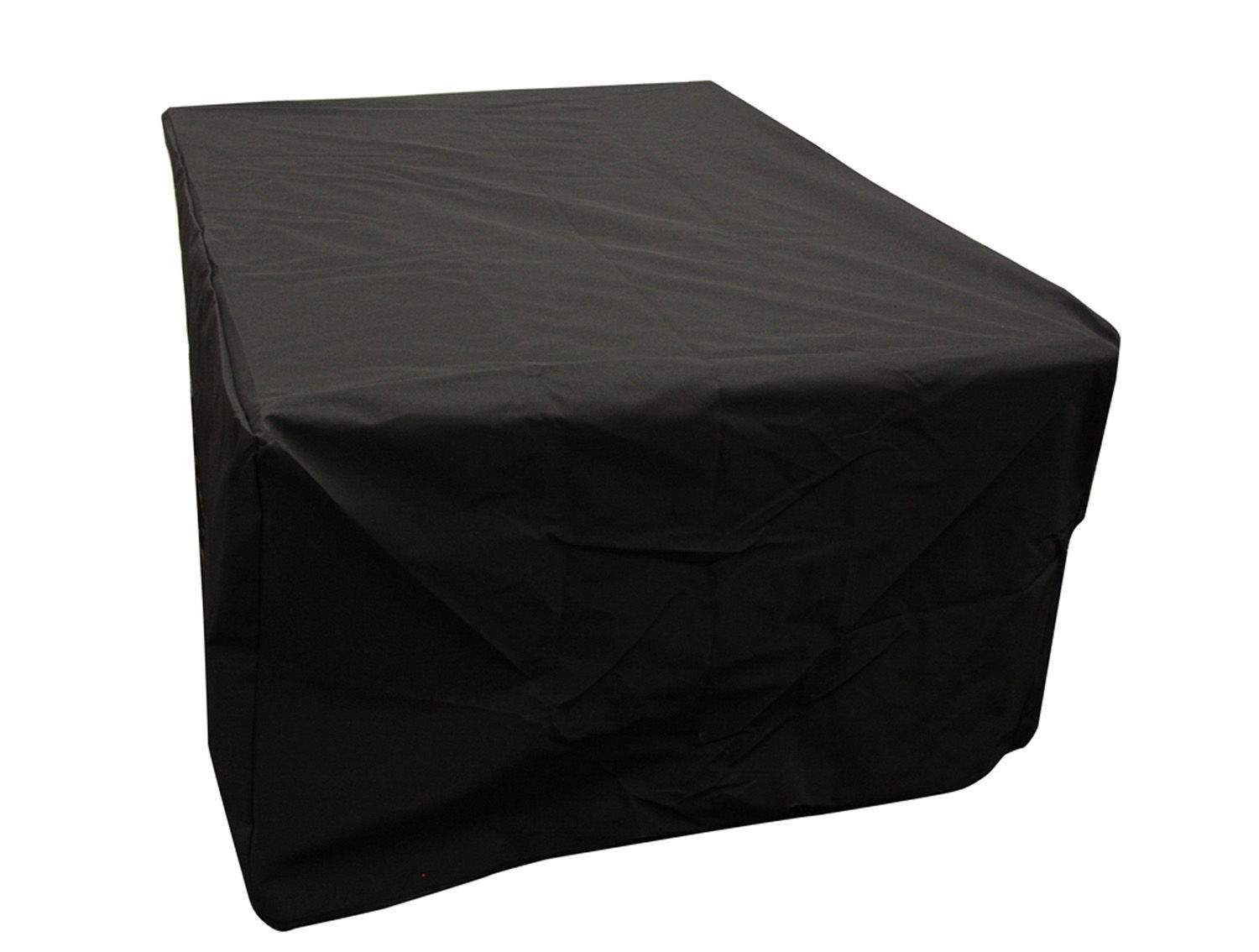 Rectangular vinyl cover, dark fabric with fitted corners and sewn seam